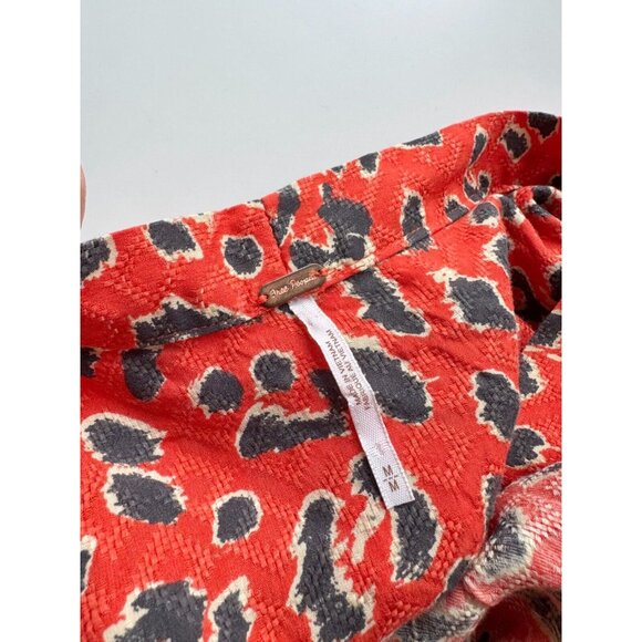 FREE PEOPLE C'est Moi Orange Leopard Printed Long Duster Maxi Blouse Top, Size M - Picture 12 of 15